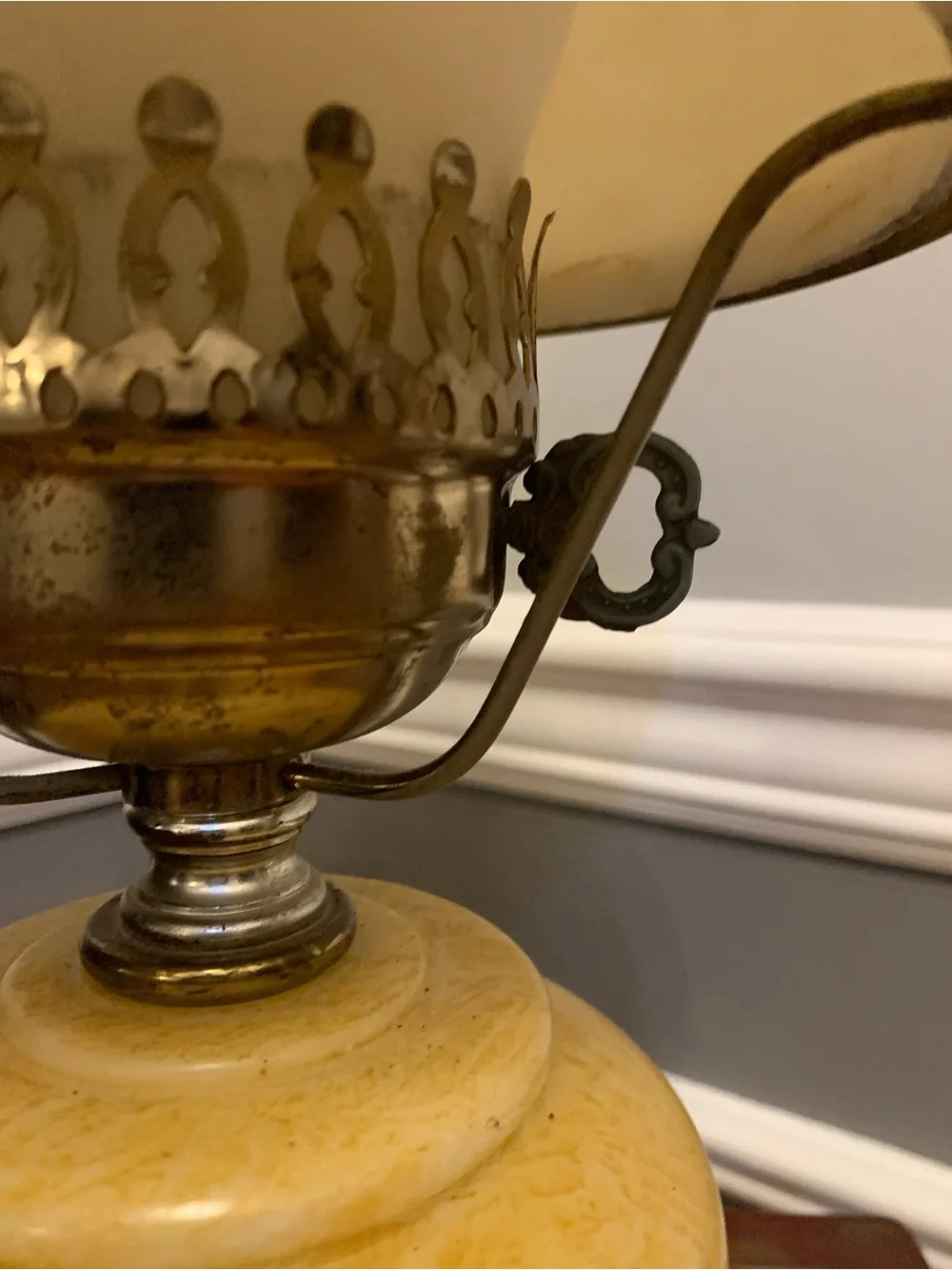 Hurricane Parlor Lamp 3-Way 18” Tall Hand Painted Floral Victorian Style